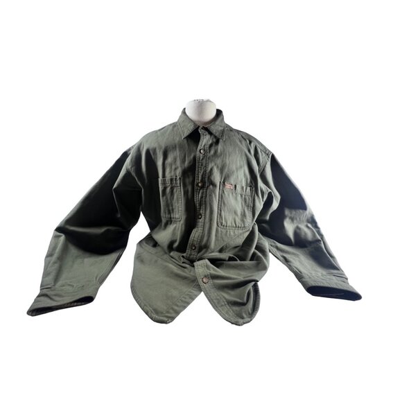 VTG Carhartt XL TALL Heavyweight Lined Button Shirt Jacket Green - Picture 4 of 6